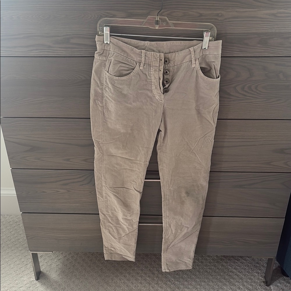 Tan Button-Fly Pants Brunello Cucinelli